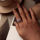925 Sterling Silver Pavé Setting CZ & Synthetic Tourmaline Ring for Women-8