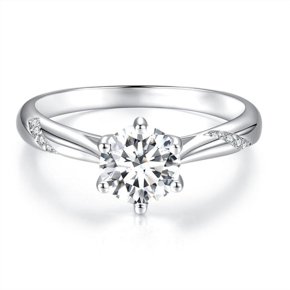 925 Sterling Silver Moissanite & Zircon Ring Size 5