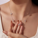 925 Sterling Silver + Moissanite Necklace with Plated White Gold - 40+5cm Length for Women-8