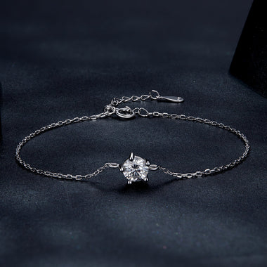 S925 Sterling Silver Moissanite Bracelet 15+3cm for Women - 0