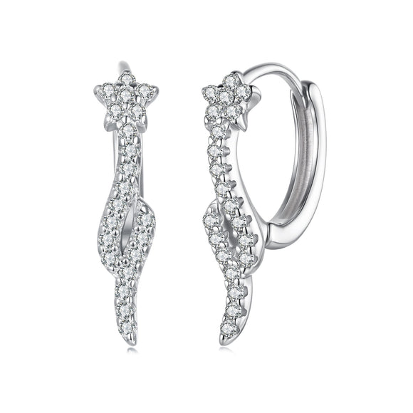925 Sterling Silver Plated White Gold Earrings with CZ for Women