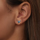 925 Sterling Silver White Gold Plated Enamel Earrings 9x10mm for Women-7