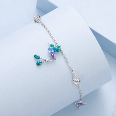 925 Sterling Silver Enamel Pavé CZ White Gold Bracelet for Women 15+6cm - 0