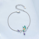 925 Sterling Silver Enamel Plated Platinum Bracelet with CZ, Adjustable Length for Women-5