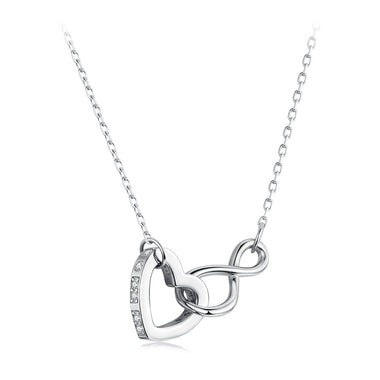 925 Sterling Silver Necklace with Pavé Setting CZ, 40+5cm, Plated White Gold, Women - 0