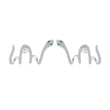 925 Sterling Silver Earrings with Plated Platinum and Pavé Setting CZ, 1.5x2.2cm for Women