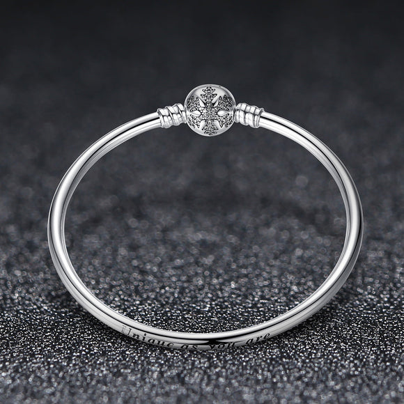 925 Sterling Silver 5.8CM Diameter and 0.3CM Thick Bracelet for Women