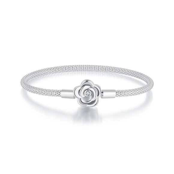 925 Sterling Silver Bracelet with Oxidized Finish and CZ 17.0 cm