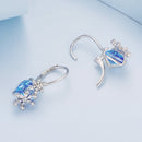 925 Sterling Silver Earrings with Transparent Glass and CZ, 23*12mm for Women-5
