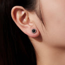 925 Sterling Silver Black Gold Plated Pavé CZ Earrings with Enamel for Women-7