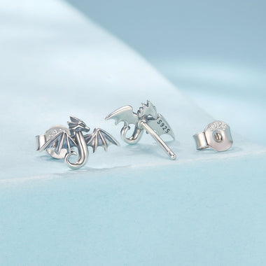925 Sterling Silver Earrings with Oxidized Finish, 0.7*1.1cm - 0