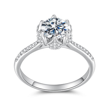 925 Sterling Silver Moissanite Ring 1ct Size 6 White Gold Plated for Women
