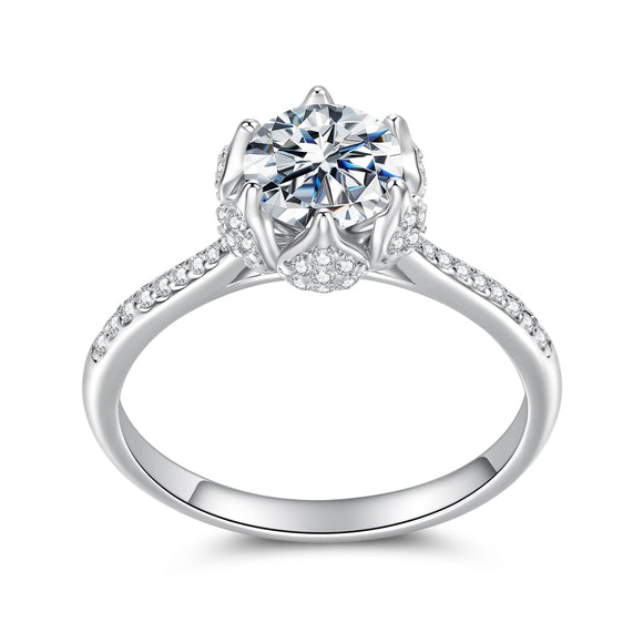 925 Sterling Silver Moissanite Ring 1ct Size 6 White Gold Plated for Women