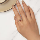 925 Sterling Silver Pavé Setting CZ Synthetic Garnet Ring for Women-7