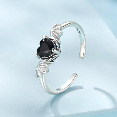 925 Sterling Silver Oxidized Pendant CZ Ring - 0