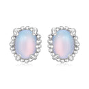 925 Sterling Silver Earrings for Women with Transparent Glass, 1.0*0.9cm-1