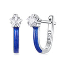 925 Sterling Silver Enamel Earrings with Pavé CZ for Women-1