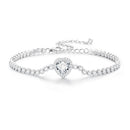 925 Sterling Silver Bracelet with CZ Zircon, 15+6.5cm, Platinum Plated for Women-2