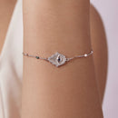 925 Sterling Silver + White Gold Plated 15cm Adjustable Bracelet with CZ and Synthetic Spinel for Women-5