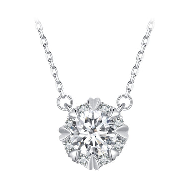 925 Sterling Silver Moissanite 1.0 Carat Necklace with Pavé Setting for Women - 0