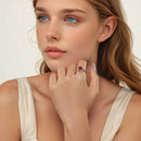 925 Sterling Silver Ring with White Gold Plating, Enamel, Width 0.16cm, Style E for Women-7