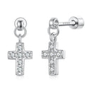 925 Sterling Silver White Gold Plated Pavé Setting CZ Earrings for Women-1
