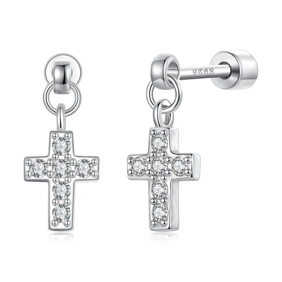 925 Sterling Silver White Gold Plated Pavé Setting CZ Earrings for Women