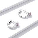 925 Sterling Silver Earrings with Pavé Setting CZ, Oxidized Silver, 1.2x0.5cm for Women-2
