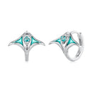 925 Sterling Silver Earrings with Transparent Glass, Enamel, White Gold Plated, 1.3x1.5cm for Women-1
