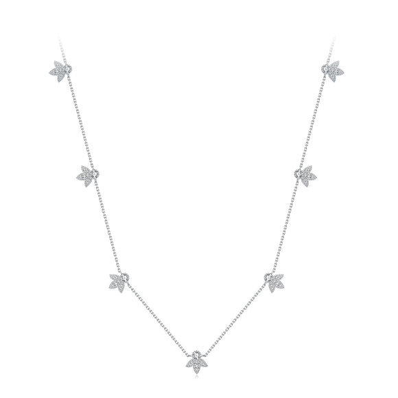 925 Sterling Silver Moissanite 0.25 Carat Necklace with Pavé Setting for Women