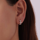 925 Sterling Silver Earrings with Pavé Setting CZ - 1.2*0.65cm, White Gold Plated for Women-6