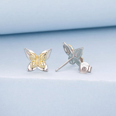 925 Sterling Silver White Gold Plated Small Earrings - 0
