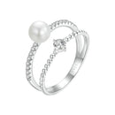 925 Sterling Silver & Moissanite Ring with Freshwater Pearl - Size 6 - Women's Jewelry-1