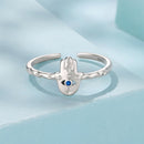 925 Sterling Silver Hamsa Hand Ring with Synthetic Spinel for Women-2