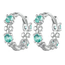 925 Sterling Silver Earrings with Transparent Glass in Size 14mm for Women-1