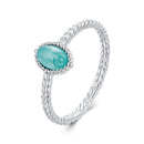 925 Sterling Silver & White Gold Plated Amazonite Ring Size 6 for Women-1