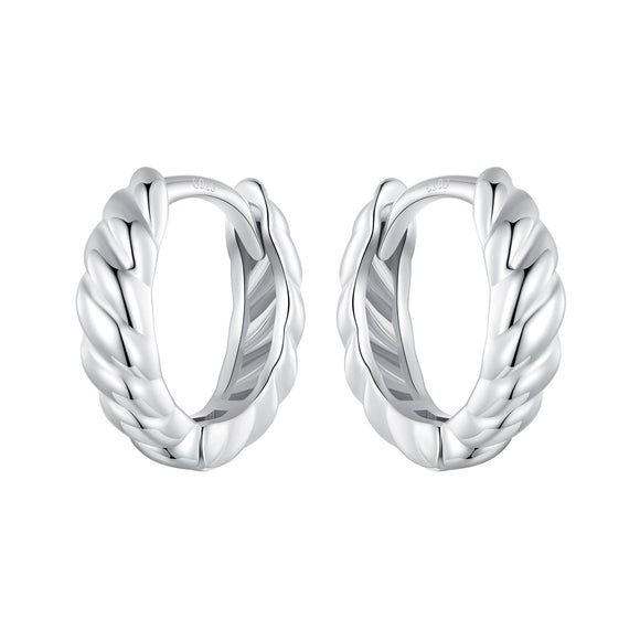 925 Sterling Silver Plated White Gold Earrings for Women - Size 11*3mm