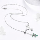 925 Sterling Silver Necklace with Bird and Leaves Design for Women-3