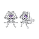 925 Sterling Silver Earrings with Pavé Setting CZ, 1.1 x 1.0 cm, Oxidized Finish for Women-1