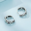 925 Sterling Silver Earrings with Pavé Setting and Oxidized Finish-5