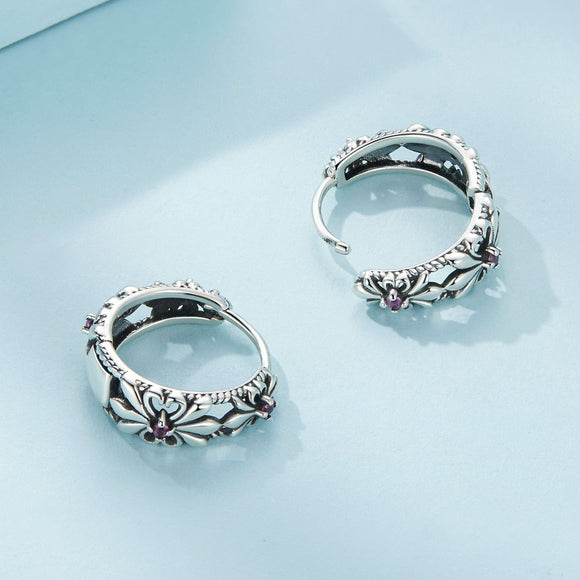 925 Sterling Silver Earrings with Pavé Setting and Oxidized Finish