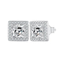 925 Sterling Silver Earrings with Pavé Setting CZ and Platinum Plating.-3