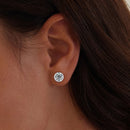 925 Sterling Silver Earrings with Pavé Setting CZ, 7mm, Plated Platinum for Women-6