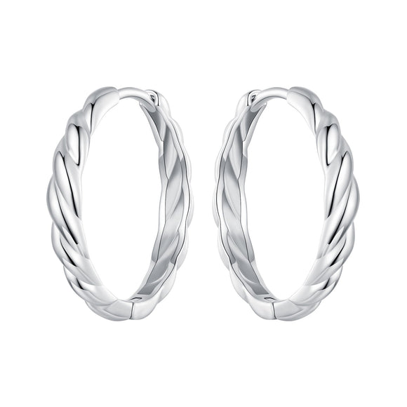 925 Sterling Silver Plated White Gold Earrings for Women - Size 11*3mm