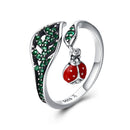 925 Sterling Silver Ring with Genuine Beetle and Leaf Design - 0.8x0.5cm, Women-3