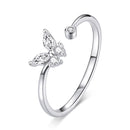 925 Sterling Silver Ring with Pavé Setting CZ, Butterfly Design, 0.6cm for Women-1