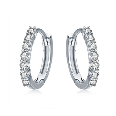 925 Sterling Silver Earrings with Pavé Setting CZ, Size 1.2*0.2cm for Women - 0