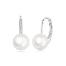 925 Sterling Silver White Gold Plated Freshwater Pearl Earrings for Women-1