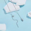 925 Sterling Silver Necklace with Synthetic Turquoise in White Gold, Adjustable 450mm for Women-5