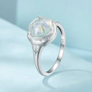 925 Sterling Silver Ring Size 6.0 with 11mm CZ & Transparent Glass for Women-3